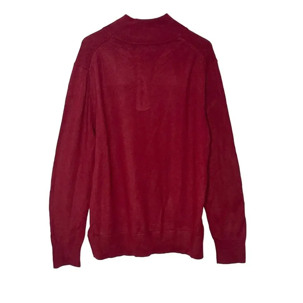 Banana Republic Mens Size XL Merino Wool 1/4 Zip Collared Soft Sweater‎ Wine Red